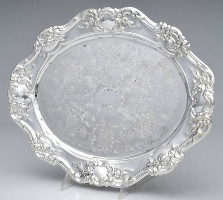 Old Master-Embossed(Silverplate, Roses-Scrolls) 13" Oval Tray
