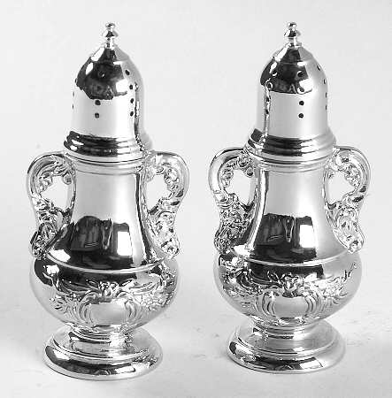 Old Master-Embossed(Silverplate, Roses-Scrolls) Salt & Pepper Set