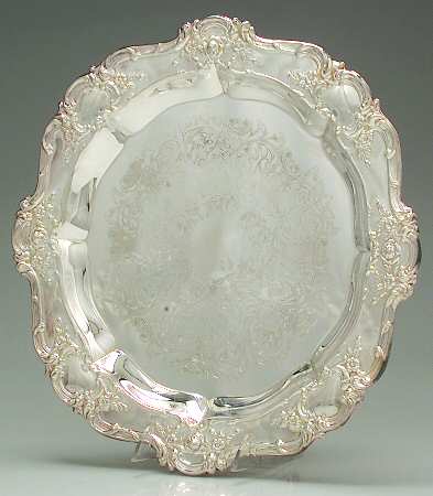 Old Master-Embossed(Silverplate, Roses-Scrolls) Silverplate Footed Cake Plate