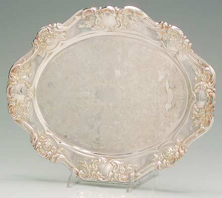 Old Master-Embossed(Silverplate, Roses-Scrolls) Silverplate Oval Tray