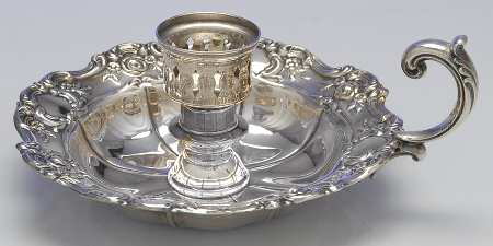 Old Master-Embossed(Silverplate, Roses-Scrolls) Silverplate Chamberstick