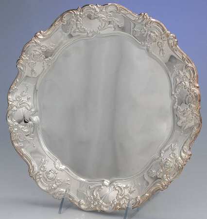 Old Master-Embossed(Silverplate, Roses-Scrolls) 11" Sandwich Plate