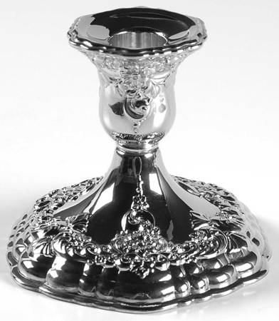 Old Master-Embossed(Silverplate, Roses-Scrolls) Plated Console Candleholder