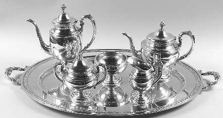 Traditional (Sterling Hollowware) 6 Piece Tea Set (SCP, STP, SCR, SSU, SWB, WTL)