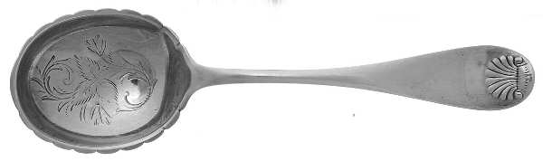 Shell (Sterling, 1889-1890) Bright Cut Bowl Sugar Spoon