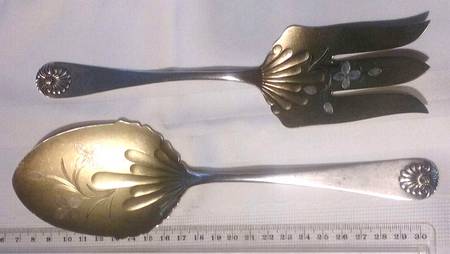 Shell (Sterling, 1889-1890) 2-Piece Salad Set, Bright Cut Solid Piece