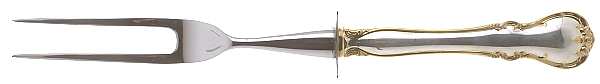 French Provincial-Gold (Sterling) Small Steak Carving Fork with Stainless Prongs