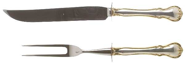 French Provincial-Gold (Sterling) Small Stainless Blade 2-Piece Steak Carving Set