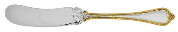 Old Newbury Gold (Sterling, Gold Acct) Flat Handle Butter Spreader by Towle Silver