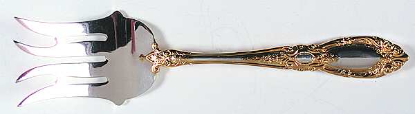 King Richard Gold (Sterling, Gold Acct) Medium Solid Cold Meat Serving Fork