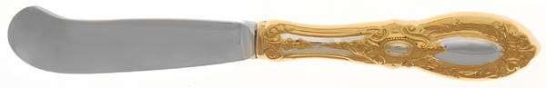 King Richard Gold (Sterling, Gold Acct) Hollow Handle Paddle Butter Spreader (Solid)