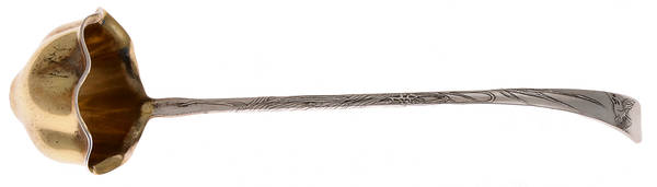 Lap-Over-Edge (Acid Etched) Long Flower Blossom Cream Ladle
