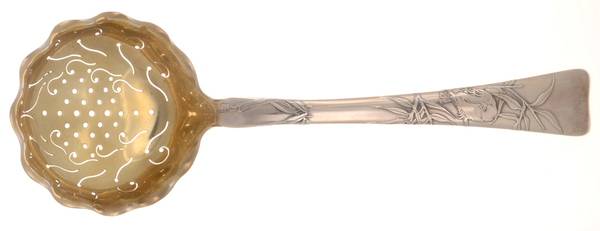 Lap-Over-Edge (Acid Etched) Large Pierced Pea Serving Spoon