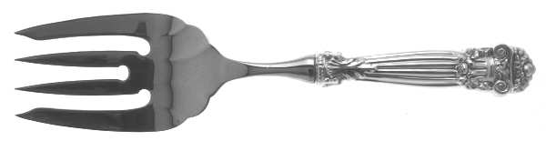 Georgian (Sterling, Newer) Large Stainless-Tine Cold Meat Serving Fork