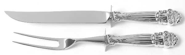 Georgian (Sterling, Newer) Small Stainless Blade 2-Piece Steak Carving Set