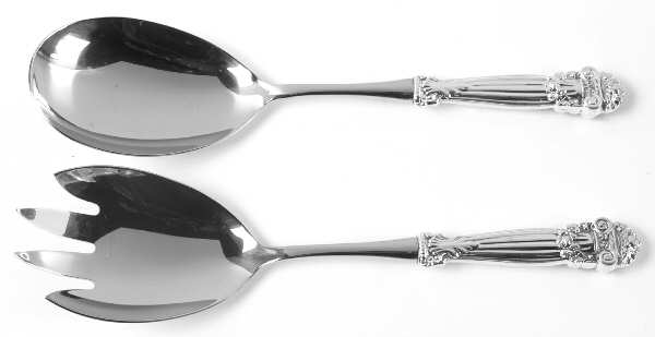 Georgian (Sterling, Newer) 2 Pc Salad Set with Stainless Bowl