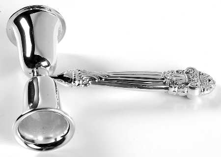 Georgian (Sterling, Newer) Double Jigger with Handle, Silverplate Bowls
