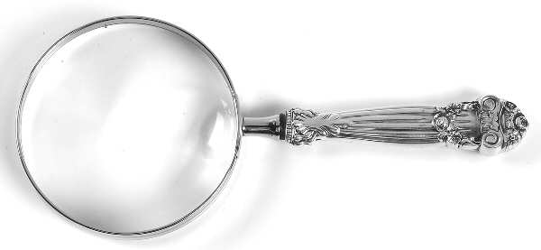 Georgian (Sterling, Newer) Large Magnifying Glass with Sterling Handle
