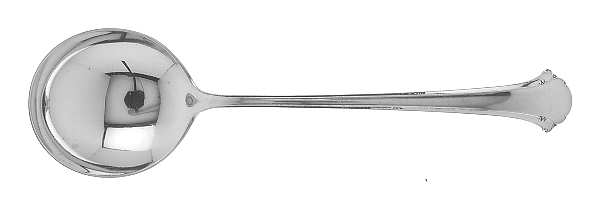 Chippendale (Sterling, 1937, Monograms) Round Bowl Soup Spoon (Cream Soup)