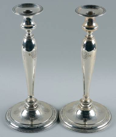 Louis XIV (Sterling, Hollowware) Pair of 12" Weighted Candlesticks