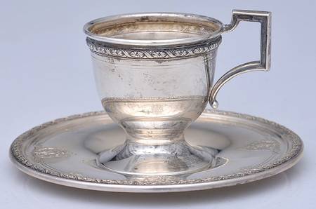 Louis XIV (Sterling, Hollowware) Sterling Demitasse Cup and Saucer