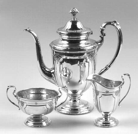 Louis XIV (Sterling, Hollowware) Sterling Dessert 3-Piece Coffee Set