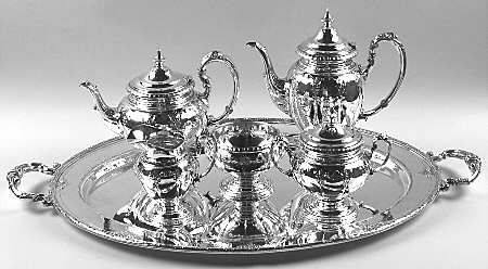 Royal Windsor (Sterling, Hollowware)  6 Piece Tea Set (SCP, STP, SCR, SSU, SWB, WTL)