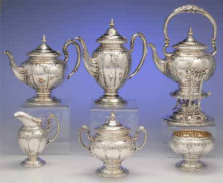 Royal Windsor (Sterling, Hollowware)  6 Piece Tea Set (CP1, TP1, CR1, SU1, WB1, KES1)