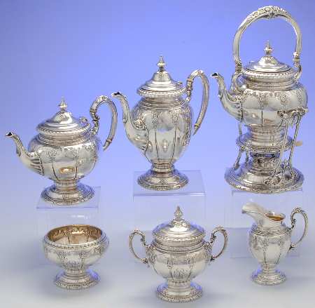 Royal Windsor (Sterling, Hollowware)  6 Piece Tea Set (SCP, STP, SCR, SSU, SWB, SKES)