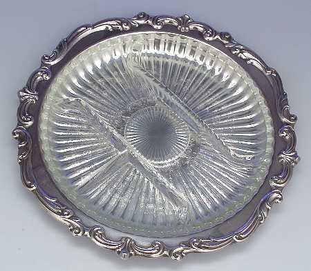 Old Master(Silverplate, Holloware, Scroll Edge) Relish with Glass Liner
