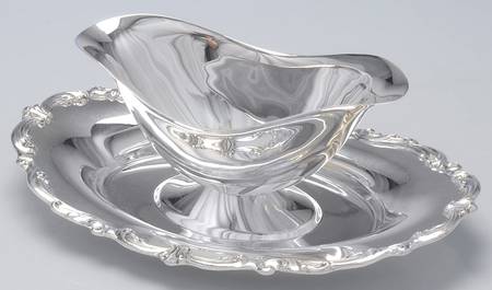 Old Master(Silverplate, Holloware, Scroll Edge) Sauce Boat W/Attached Underplate