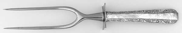 Candlelight (Sterling, 1934, No Monos) Small Carving Fork Stainless Prong w/Sterling Guar