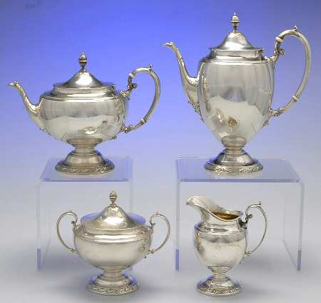 Candlelight (Sterling, Hollowware) 4 Piece Tea Set (SCP, STP, SCR, SSU)