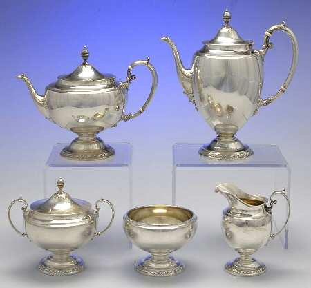 Candlelight (Sterling, Hollowware) 5 Piece Tea Set (SCP, STP, SCR, SSU, SWB)
