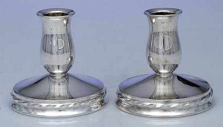 Silver Flutes (Sterling, 1941, Hollowware) Pair of Weighted Candleholders