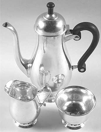 Silver Flutes (Sterling, 1941, Hollowware) 3 Piece Mini Tea Set