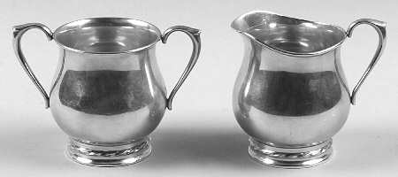 Silver Flutes (Sterling, 1941, Hollowware) Mini Sterling Creamer and Open Sugar