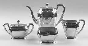 Lady Mary (Sterling, 1917, Hollowware) 4-Piece Sterling Coffee Set (Su, Cr, Wb)