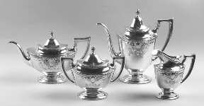 76X5C (Sterling, Hollowware) 4 Piece Tea Set (SCP, STP, SCR, SSU)