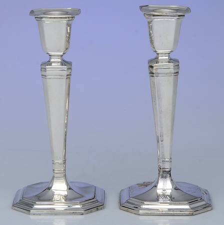 Hampton (Sterling, 1934, Hollowware) Pair of Weighted Candlesticks
