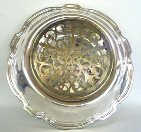 Hampton (Sterling, 1934, Hollowware) Centerpiece with Silverplate Frog