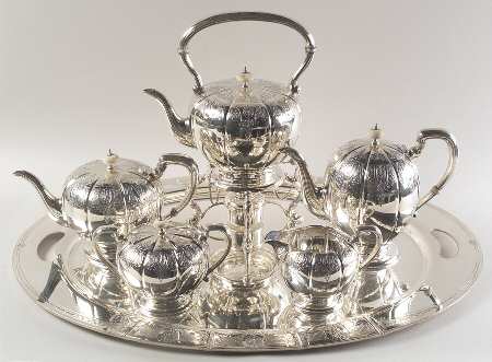 Windsor Castle (Sterling, Hollowware, Hand Chased) 6 Piece Tea Set (SCP, STP, SCR, SSU, SKES, WTL)