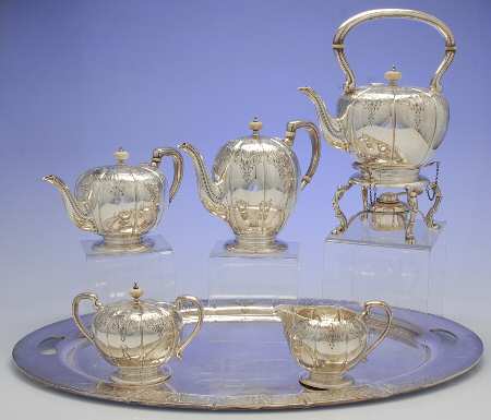 Windsor Castle (Sterling, Hollowware, Hand Chased) 6 Piece Tea Set (SCP, STP, SCR, SSU, SKES, WTL)