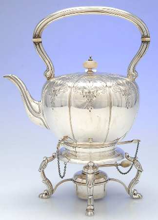 Windsor Castle (Sterling, Hollowware, Hand Chased) Kettle, Stand & Burner
