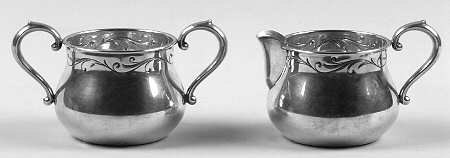 Awakening (Sterling, 1958, Hollowware) Mini Sterling Creamer and Open Sugar