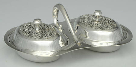 Contessina (Silverplate, Hollowware) 2-Part Silverplate Double Vegetable Bowl