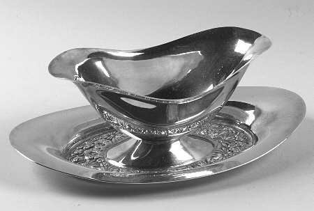 Contessina (Silverplate, Hollowware) Plated Gravy Boat with Attached Underplate