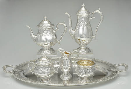 King Richard (Sterling, 1932, Hollowware) 6 Piece Tea Set (SCP, STP, SCR, SSU, SWB, WTL)