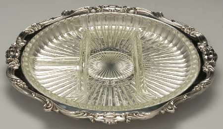 King Richard (Silverplate, Hollowware) Relish with Glass Liner