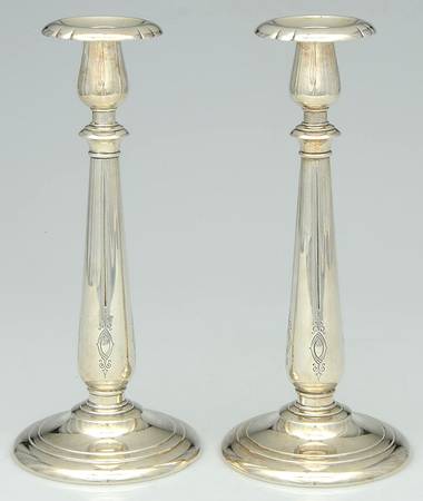 Lady Diana (Sterling, 1929, Hollowware) Pair of 9" Weighted Candlesticks